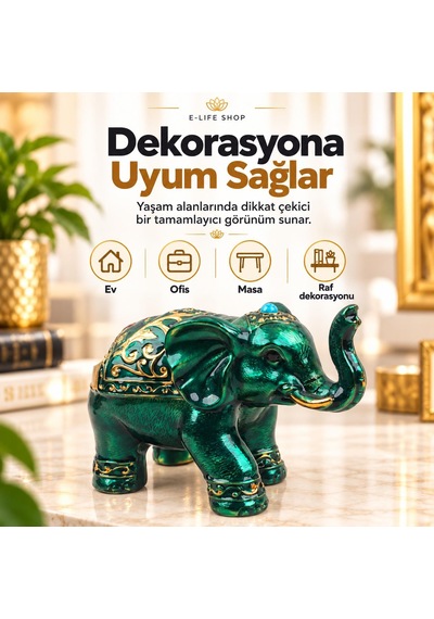 Lüks Alaşım Metal Fil Figürlü Kapaklı Dekoratif Küllük Ve Takı Saklama Kutusu Metal Biblo 18 X 12 Cm 28643038