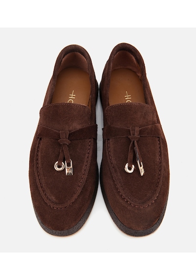 Hotiç Kadın Süet Deri Kahverengi Gold Aksesuarlı Klasik Loafer 01ayh313260a480 Kahverengi