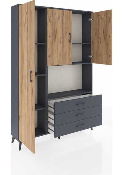 Arges Dolap 6 Raflı 3 Çekmeceli 3 Kapaklı 132x30x195 Antrasit... Antrasit Arges Dolap 6 Raflı 3 Çekmeceli 3 Kapaklı 132x30x195 Antrasit... Antrasit
