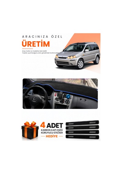 Honda Hr-v 1998-2005 Uyumlu Torpido Koruma Örtüsü Oto Kılıfı - Siyah Mavi