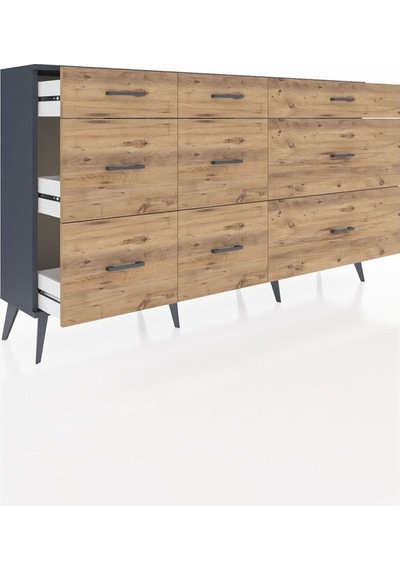 Arges Konsol 9 Çekmeceli 176x30x99 Antrasit-antrasit/çam Antrasıt/atlas Çam - Antrasıt Arges Konsol 9 Çekmeceli 176x30x99 Antrasit-antrasit/çam Antrasıt/atlas Çam - Antrasıt