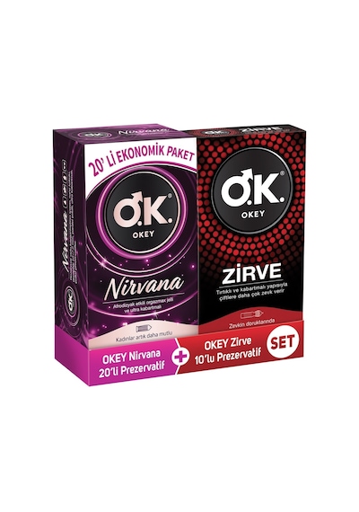 Okey Nirvana Prezervatif 20'li + Zirve Prezervatif 10'lu