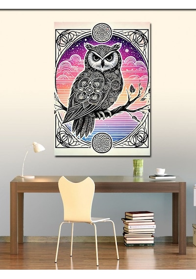 Kanvas Tablo Geometrik Baykuş Motifi 100cmx140cm