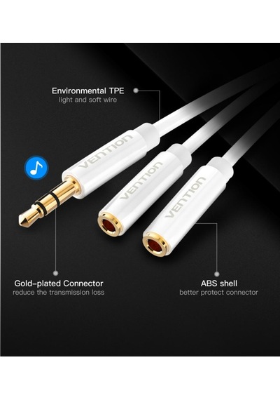 vention Stereo Aux Kulaklık Çoklayıcı 2'Li Ses Çoklayıcı