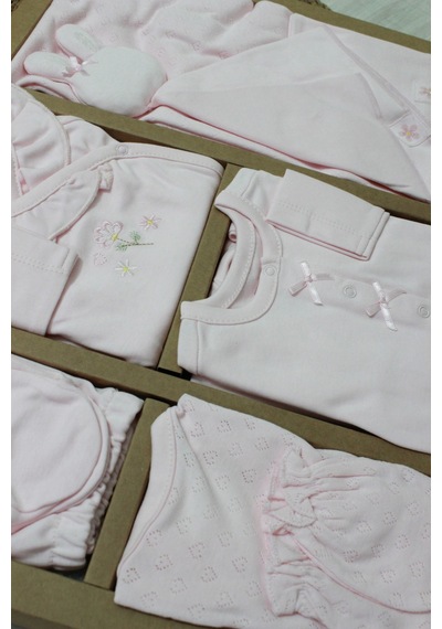 Caramell Barbosa Cute Nakışlı %100 Pamuk Yenidoğan 10'lu Hastane Çıkışı 56-62cm Pembe