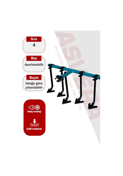 Asvera 5'li Kazayağı Çapa Makinesi Aparatı - 100 Cm Genişlikte Ayarlanabilir Kültivatör Ve Ot Temizleme