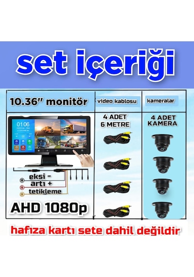 4 Adet 1080p Ahd 150'' Ultra Mini Kamera Dvr Dokunmatik Ekran Video Müzik 12 V