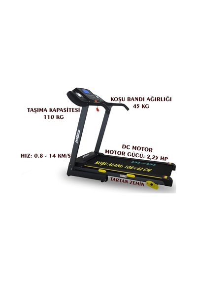 Pasifik Koşu Bandı - 2.25 Hp, Katlanılabilir, Kolay Kurulum, Led Gösterge, 0.8-14 Km/sa