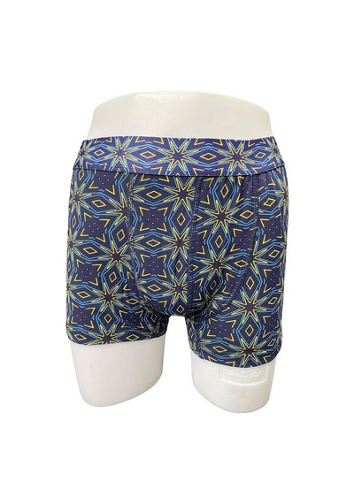 Zenura Erkek Desenli Boxer - Geometrik Yıldız Desen 2304d Lacivert