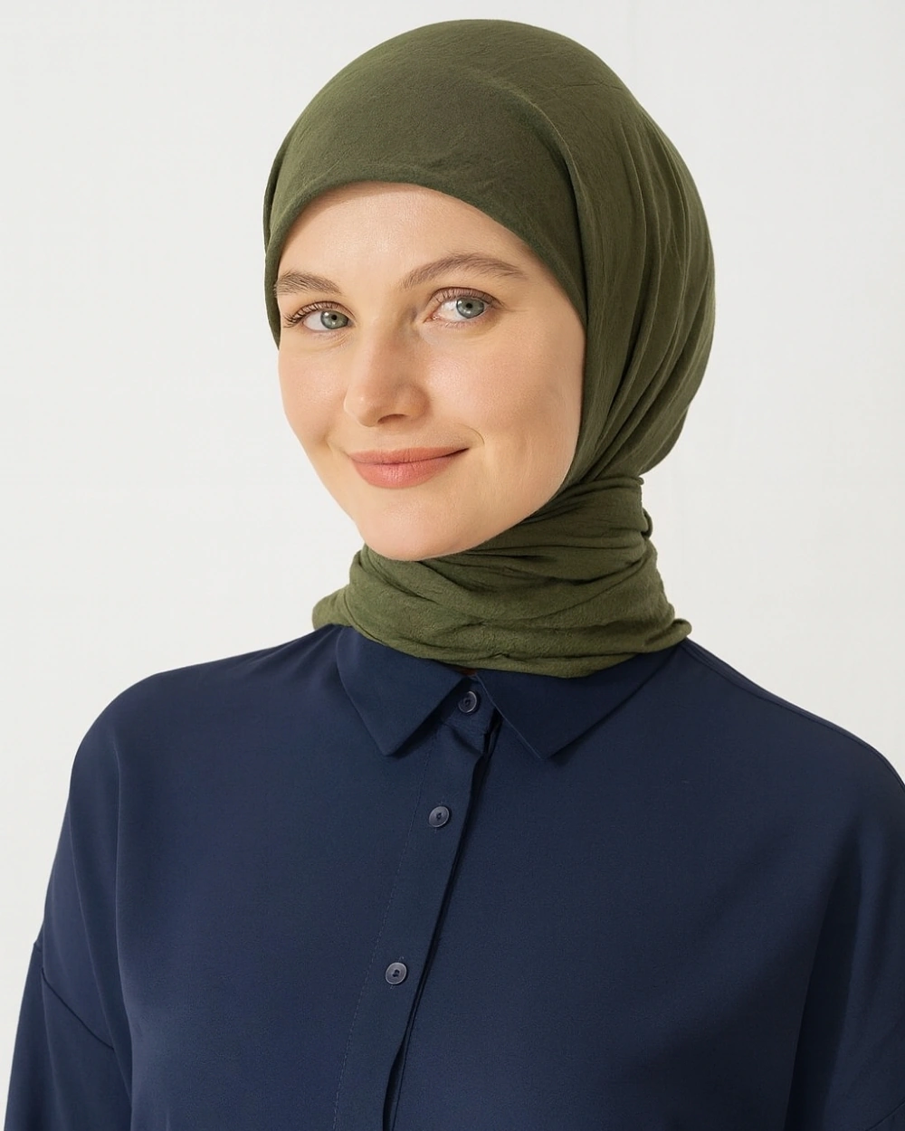 Bilenler Konfor Eşarp 195x85 Cm 4 Mevsim Kullanım Terletmez, Kaymaz, Pamuk Polyester Karışımlı Rahat Eşarp Haki