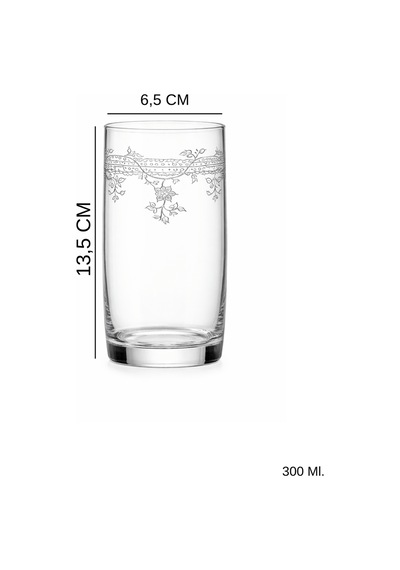 Florale Model Desenli Su & Meşrubat Bardağı 2 Li Şeffaf Zarif Set Şeffaf
