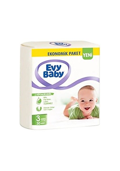 Evy Baby Bebek Bezi 3 Numara Eko Midi 60 Adet 2'li