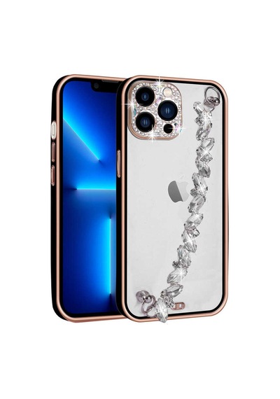 Apple Uyumlu iPhone 13 Pro Max Uyumlu Taş Süslemeli Kamera Korumalı El Tutamaçlı Zore Blazer Kılıf-siyah Siyah -