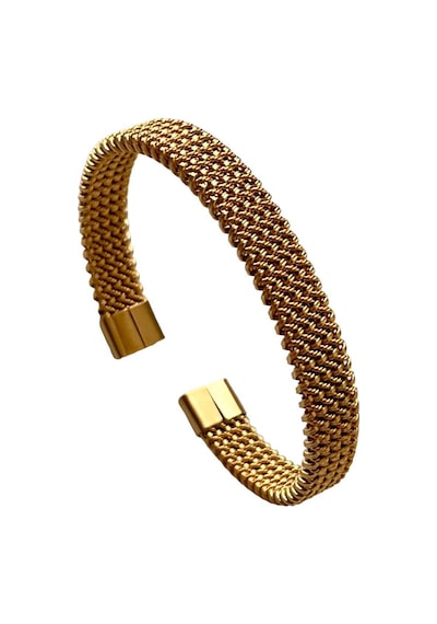 Tamamı Çelik Yarım Ay Şeklinde Gold Çelik Unisex Bileklik