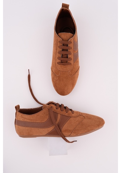 Muggo Vibe Bağcıklı Günlük Kadın Sneaker Spor Ayakkabı Taba
