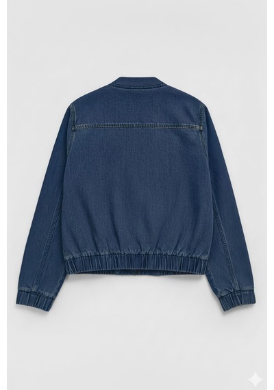 Kadın Lacivert Bomber Denim Ceket Lacıvert