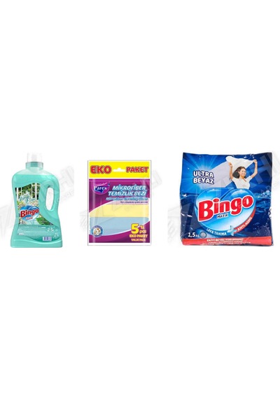 Bingo Yüzey Tem. Fresh 2.5 Lt + Parex Bez 5'li + Beyazlar İçin Ultra 1.5 Kg 3'lü Set Diğer