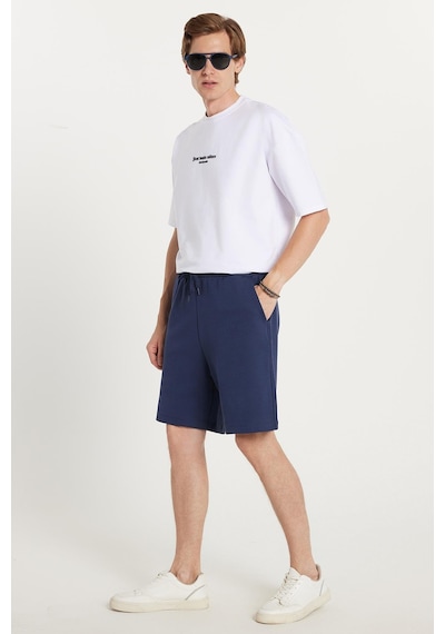 Tudors Erkek Relax Fit Rahat Kesim Yandan Cepli Lacivert Bermuda Şort-35223 Lacivert