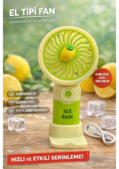 Fit Yeşil Mini Taşınabilir Sessiz El Fanı 3 Hız Ayarlı Mini El Pervanesi Soğutucu-vantilatör