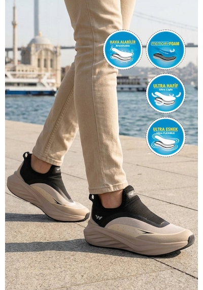 Walkway Bej Hafızalı Taban Hafif Esnek Erkek Spor Ayakkabı Eclipse M