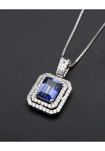 Brezza Lusso Jewelry Safir Full Taş Baget Attractive Kadın Kolye Küpe Seti