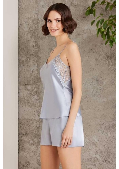 Pierre Cardin Saten Gecelik Sabahlık Pijama Takım Şort Takım 6'lı Gelin Çeyiz Seti Royal 001