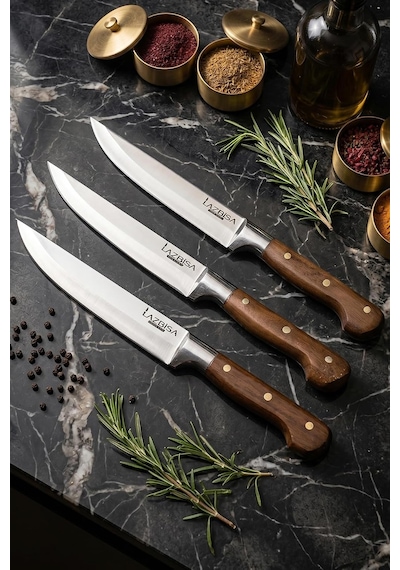 Hand Craft Mutfak Bıçak Seti Et Ekmek Sebze Meyve Bıçağı 3 Lü Set Günlük Kullanım Mtf-003 Çok Renkli