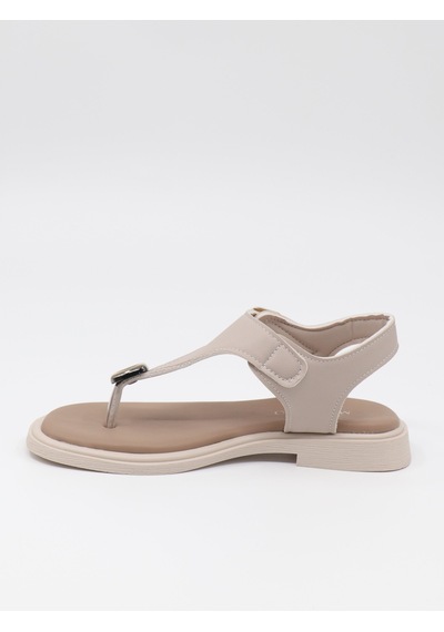 Nesilshoes Nesil Shoes Dvm 219 Bej Tokası Cırtlı Parmak Arası Sandalet