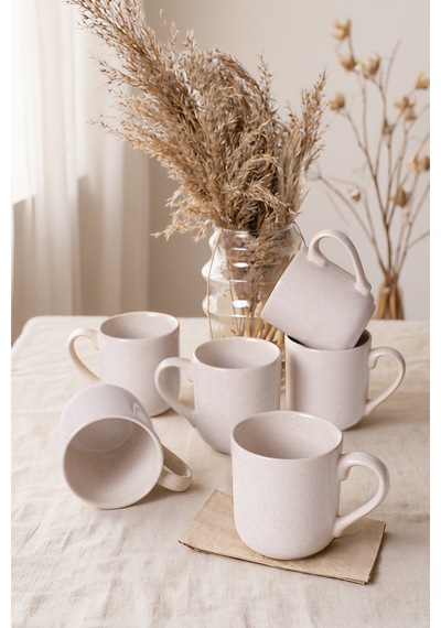 Keramika Reaktif Krem Parion Kupa 10 Cm 6 Adet Q59