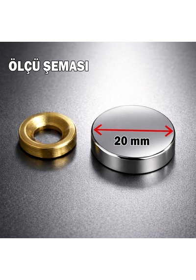 40 Adet Vida Kapatıcı Kapağı 20 Mm Metal Vida Tapası Tıpası Dekoratif Vida Gizleyici Krom Krom