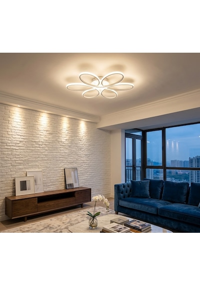 Lzy Avize Store Yonca 6 Lı Beyaz Plafonyer Salon Mutfak Çocuk Odası Yemek Masası Ve Antre İçin Modern Led