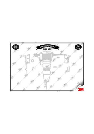 Renault Laguna 2002-2007 Torpido Konsol Trim Göğüs Maun Kaplama Set 30 Parça Gümüş Renk