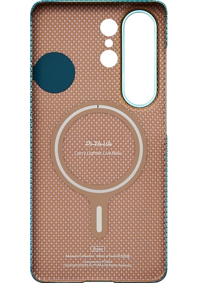 Galaxy S26 Ultra Kılıf M-safe Uyumlu Aramid Fiber Pitaka Edge Serisi Glints Of Gold Kapak Mavi