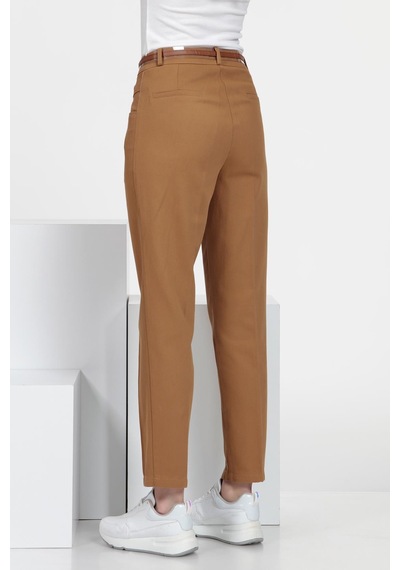 Cigarette Fit Pantolon Koyu Camel