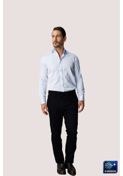 İgs Lacivert Gri Bağcıklı Smart Casual Dynamic Fit Pantolon-26041