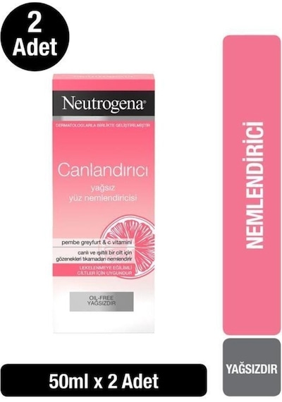 Neutrogena Visibly Clear Pembe Greyfurt Yağsız Yüz Nemlendirici 2 x 50 ML