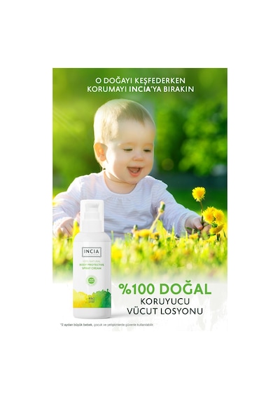 INCIA %100 Doğal Koruyucu Vücut Losyonu Sprey Yenidoğan Bebek Çocuk İçin Limon Okaliptus Vegan 100 ml