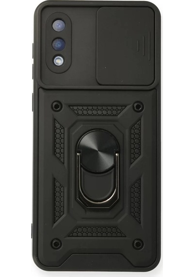 Newface Samsung Galaxy A02 Kılıf Pars Lens Yüzüklü Silikon - Siyah
