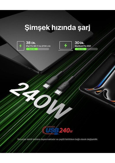 Eco Örgülü Usb-c - Usb-c Kablosu, 2 M, 240 W, Yumuşak, Esnek Hızlı Şarj Kablosu, İphone 16, Galaxy S25, Pixel 9, Macbook, İpad Pro Ve Daha Fazlası İçin Tip-c Şarj Kablosu - Siyah Usb 2.0