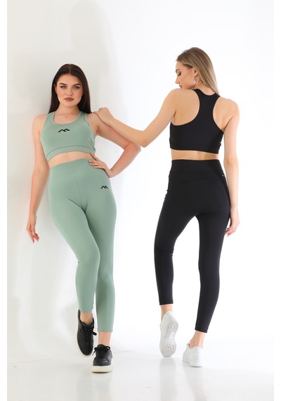 Everest  Spor Sucuba Kumaş Kaplı Badi & Lastikli Yüksek Bel siyah Siyah