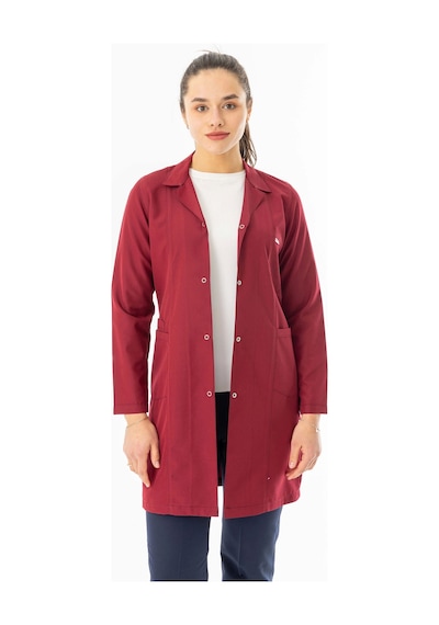Spor Yaka Uzun Kol Kadın Personel Önlüğü Alpaka Kumaş Bordo Rnk107 Bordo
