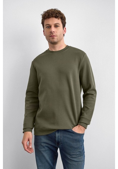 Backandbond Haki Regular Fit Bisiklet Yaka Sweatshirt