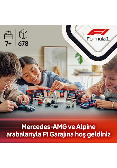 LEGO® City F1® Garajı ve Mercedes-AMG ve Alpine Arabaları 60444 -7 Yaş ve Üzeri Çocuklar için Yarış Arabası İçeren Oyuncak Yapım Seti(678P)