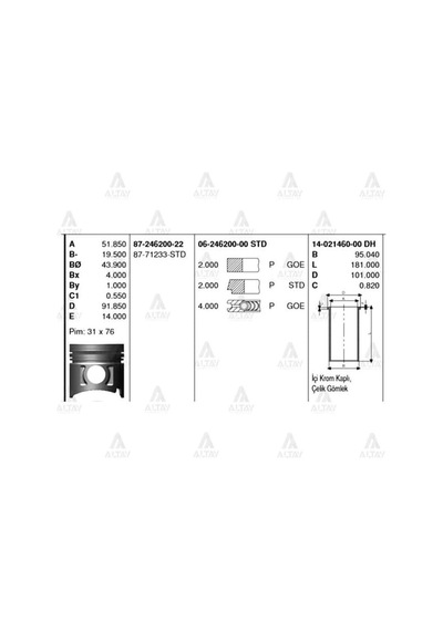 GOETZE ISS 14-21460-0 Gömlek Isuzu Nkr55 93Mm 8971766830