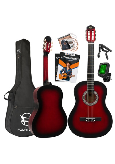 Fourtune Luca C-180rd Kırmızı Klasik Gitar Seti 4/4 Sap Ayarlı