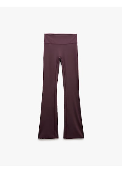 Koton Yüksek Bel Slim Fit Dikiş Detaylı Spor İspanyol Paça Tayt Mor 7wak40230nk