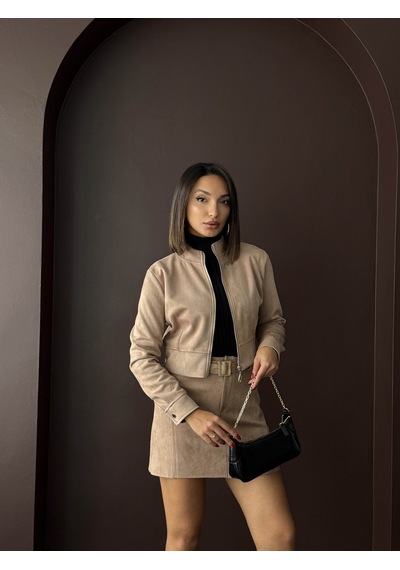 Verymoda Kemerli Etek F1801 Vizon