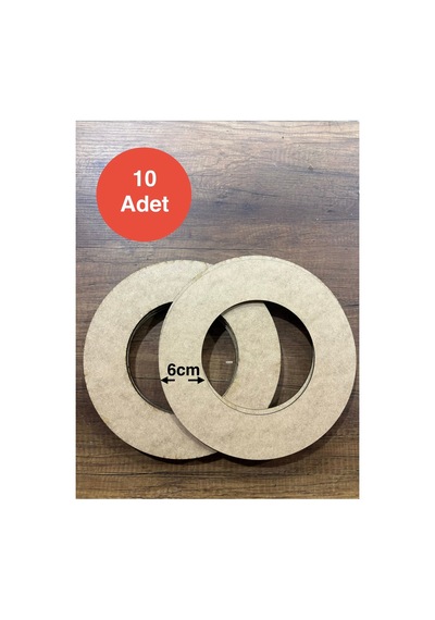 28x28cm Halka Ham Ahşap 10 Lu - Boyanabilir Ham Mdf