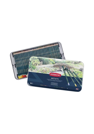 Derwent Artists Pencils Kuruboya Kalemi Teneke Kutu 36 Renk