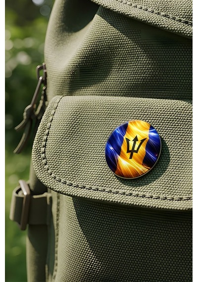 Barbados Barbados Abstract Ülke Bayraklı Buton Rozet - 44 MM 5 Adet Çok Renkli